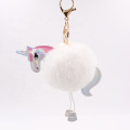 BMSP06 Comercio al por mayor de piel Pom Pom KeyChain Pu Llavero de cuero